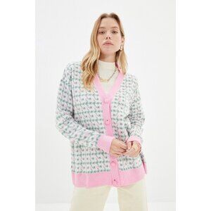 NWT Trendyol Pink Oversize Jacquard Knitwear Cardigan‎ Size M/L